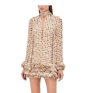 Alexis Beige Polka-Dot Ruffle Mini Skirt